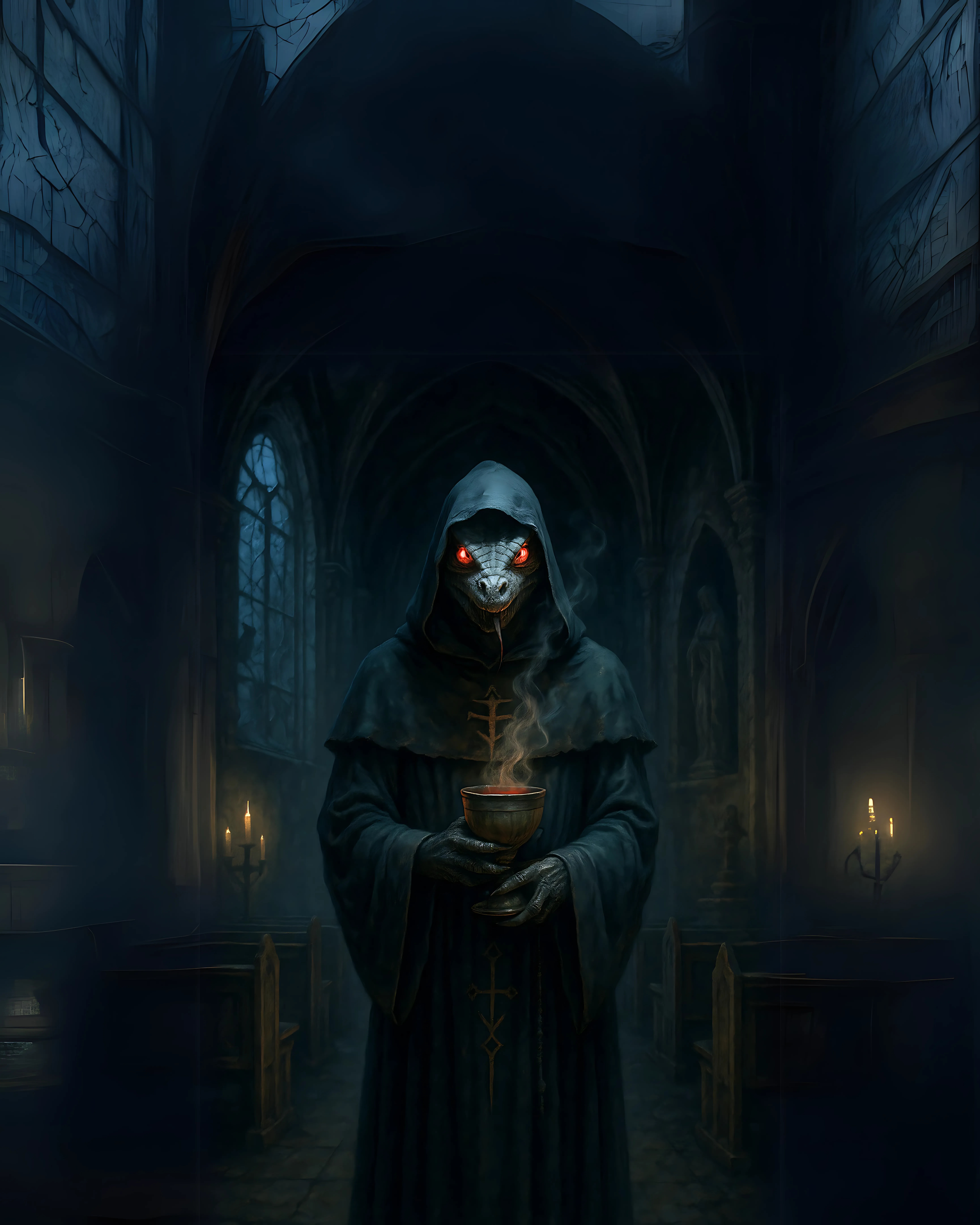 Pasillo oscuro infinito